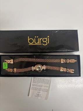 Bürgi Women’s Rose Gold Mesh Bracelet Watch – Swarovski Crystal Accents – New in